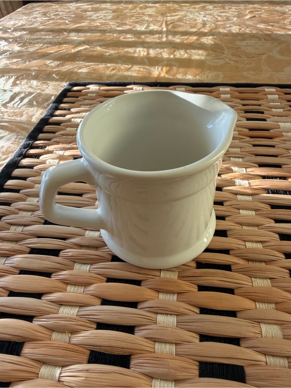 Classic White Ceramic Creamer Pitcher with Handle